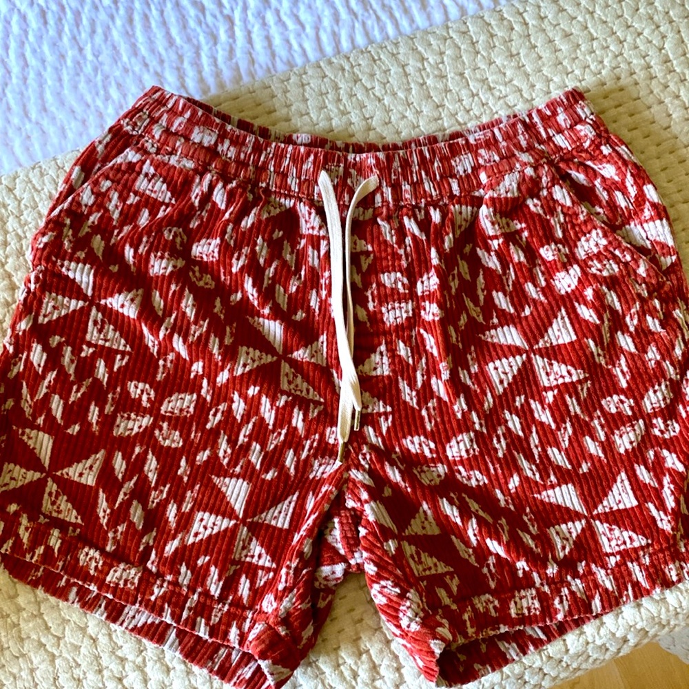Men’s Urban Outfitter Rust Printed Corduroy Shorts, Size L